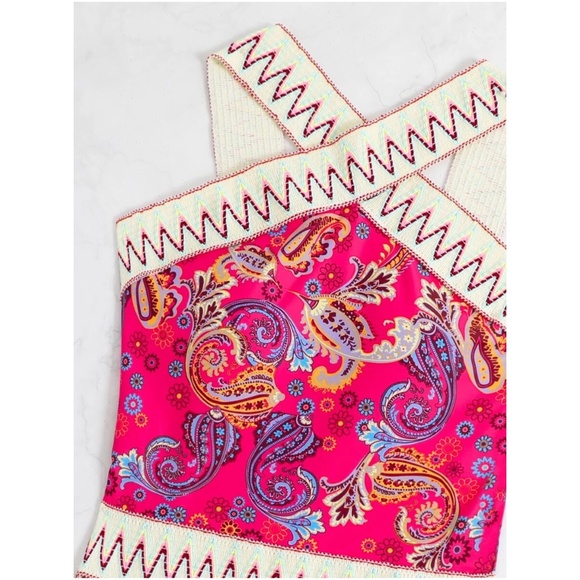 Paisley Floral Print One Piece Monokini Swim Beach - Picture 2 of 6